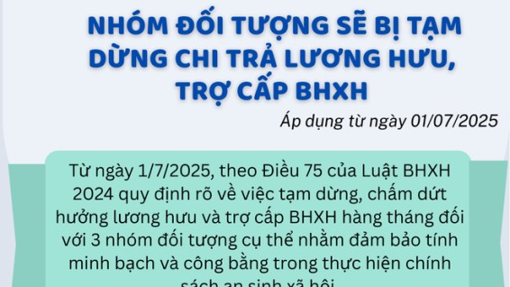 Những trường hợp sẽ bị tạm dừng chi trả lương hưu, trợ cấp bảo hiểm xã hội từ 1/7/2025