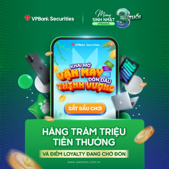 Hàng nghìn quà tặng chờ đợi nhà đầu tư tham gia chương trình Sinh nhật VPBankS 3 tuổi trên NEO Invest