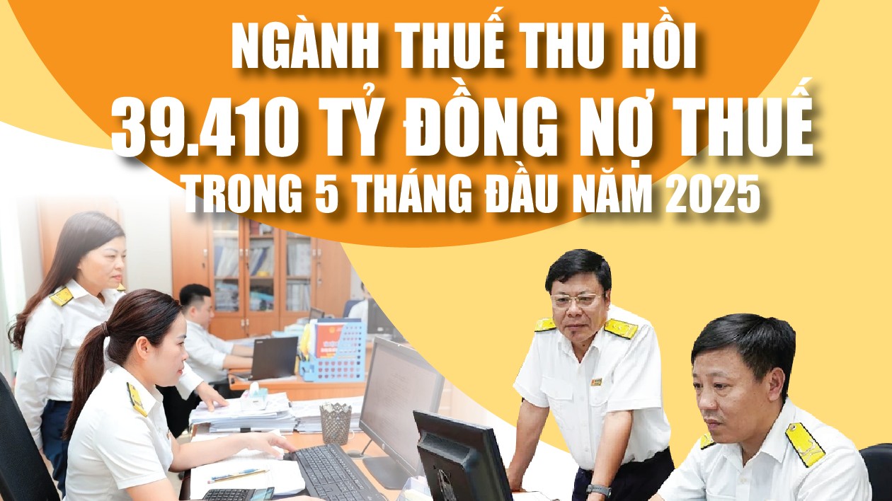 Infographics: Ngành Thuế thu hồi 39.410 tỷ đồng nợ thuế trong 5 tháng đầu năm 2025