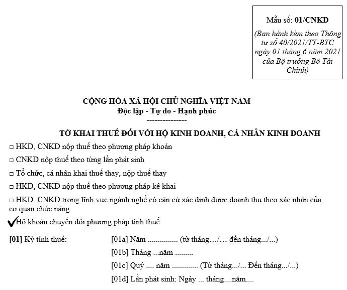 Hướng dẫn hộ khoán chuyển đổi sang nộp thuế theo phương pháp kê khai