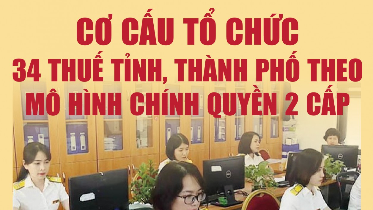 Infographics: Cơ cấu tổ chức 34 thuế tỉnh, thành phố theo mô hình chính quyền 2 cấp