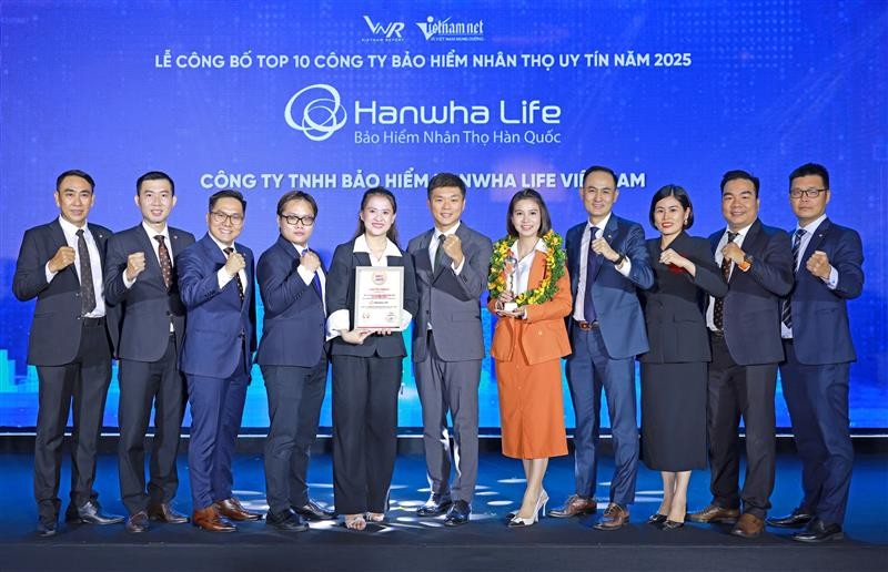 Hanwha Life Việt Nam được vinh danh trong “Top 10 Công ty Bảo hiểm nhân thọ uy tín 2025”
