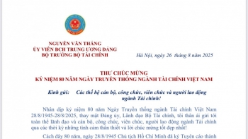 Bộ trưởng Bộ Tài chính gửi thư chúc mừng nhân kỷ niệm 80 năm Ngày Truyền thống ngành Tài chính Việt Nam