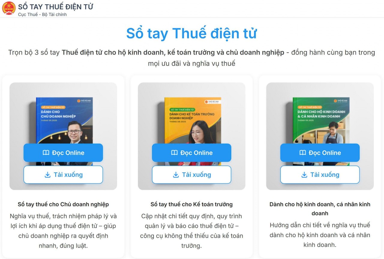 Cục Thuế ra mắt 3 Sổ tay thuế điện tử hỗ trợ doanh nghiệp, kế toán trưởng, hộ kinh doanh