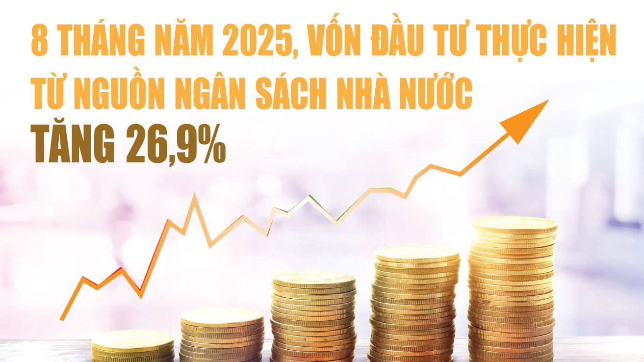 Infographics: Vốn đầu tư thực hiện từ nguồn ngân sách nhà nước 8 tháng ước đạt 463.200 tỷ đồng