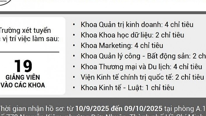 Trường Đại học Tài chính - Marketing xét tuyển viên chức năm 2025