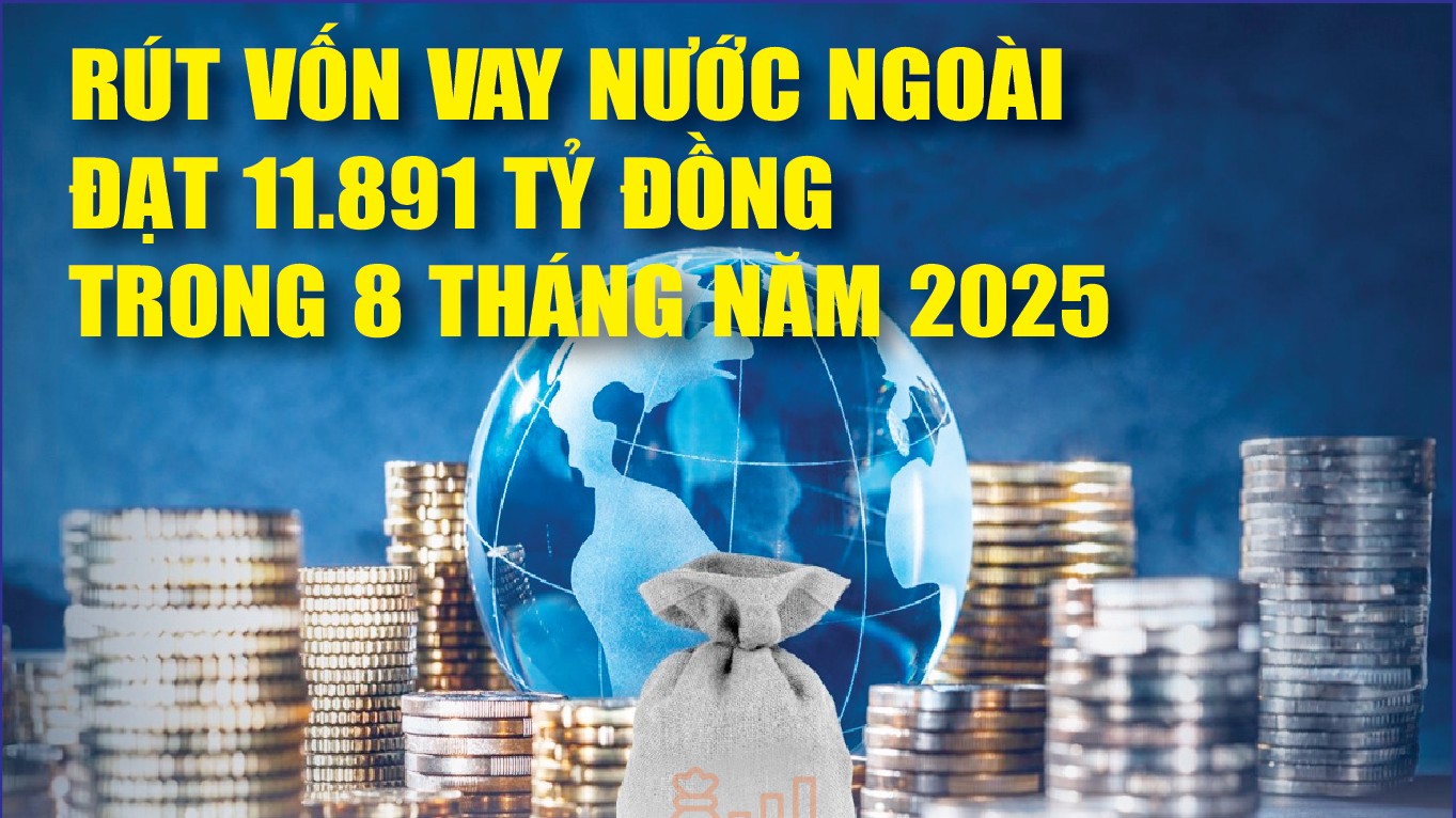 Infographics: 8 tháng năm 2025, rút vốn vay nước ngoài đạt 11.891 tỷ đồng