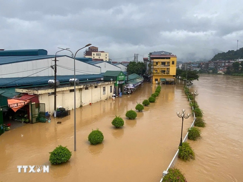 Nhiều khu vực ở Cao Bằng bị ngập nặng. (Nguồn ảnh: TTXVN phát)