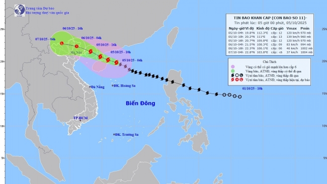 bao so 11 tang cap tren vung bien phia dong bac dao hai nam trung quoc