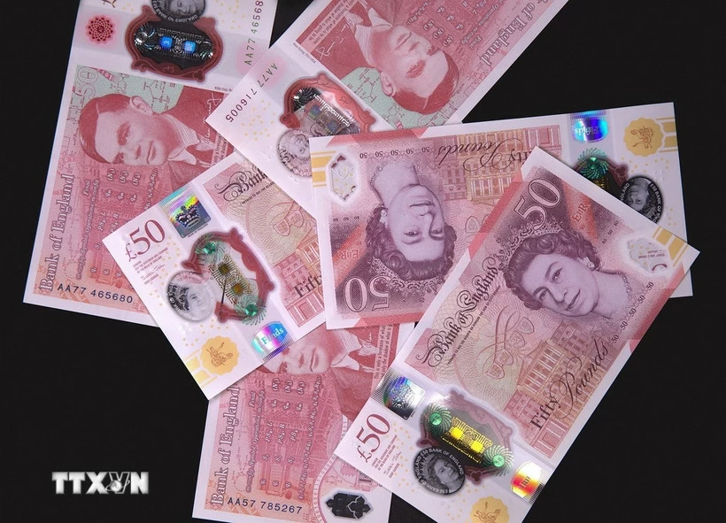 Đồng tiền mệnh giá 50 bảng Anh. (Ảnh: AFP/TTXVN)