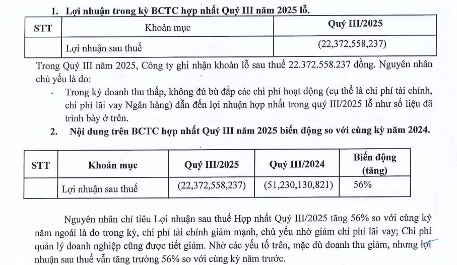 Vinahud: Lỗ nặng quý III/2025, cổ phiếu VHD bị hạn chế giao dịch