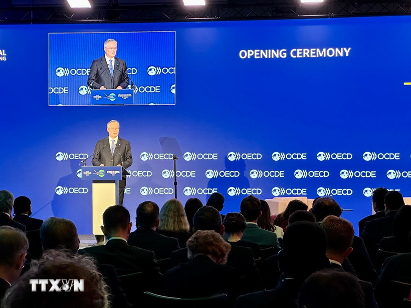 OECD cảnh báo nguy cơ suy giảm đáng kể đối với triển vọng tăng trưởng toàn cầu Tổng Thư ký OCDE Mathias Cormann. (Ảnh: Nguyễn Thu Hà/TTXVN)