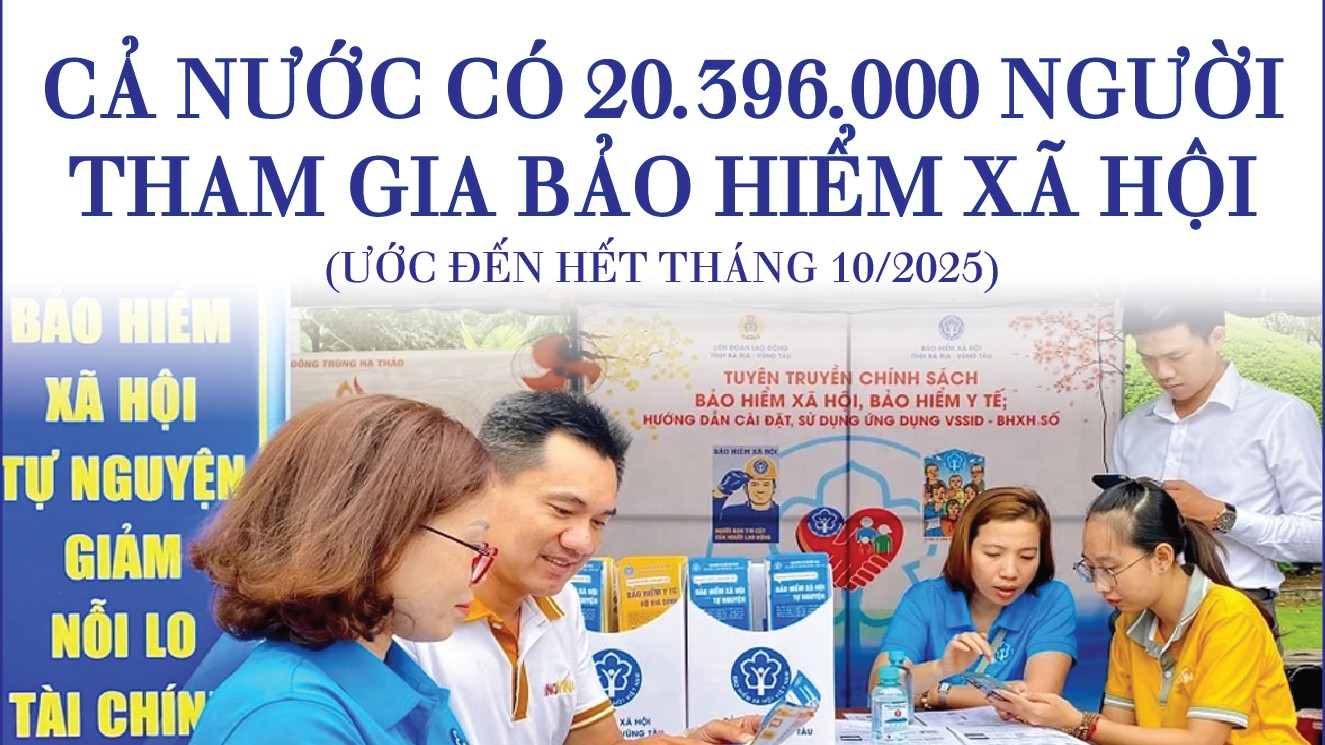 Infographics: Cả nước có 20.396.000 người tham gia bảo hiểm xã hội