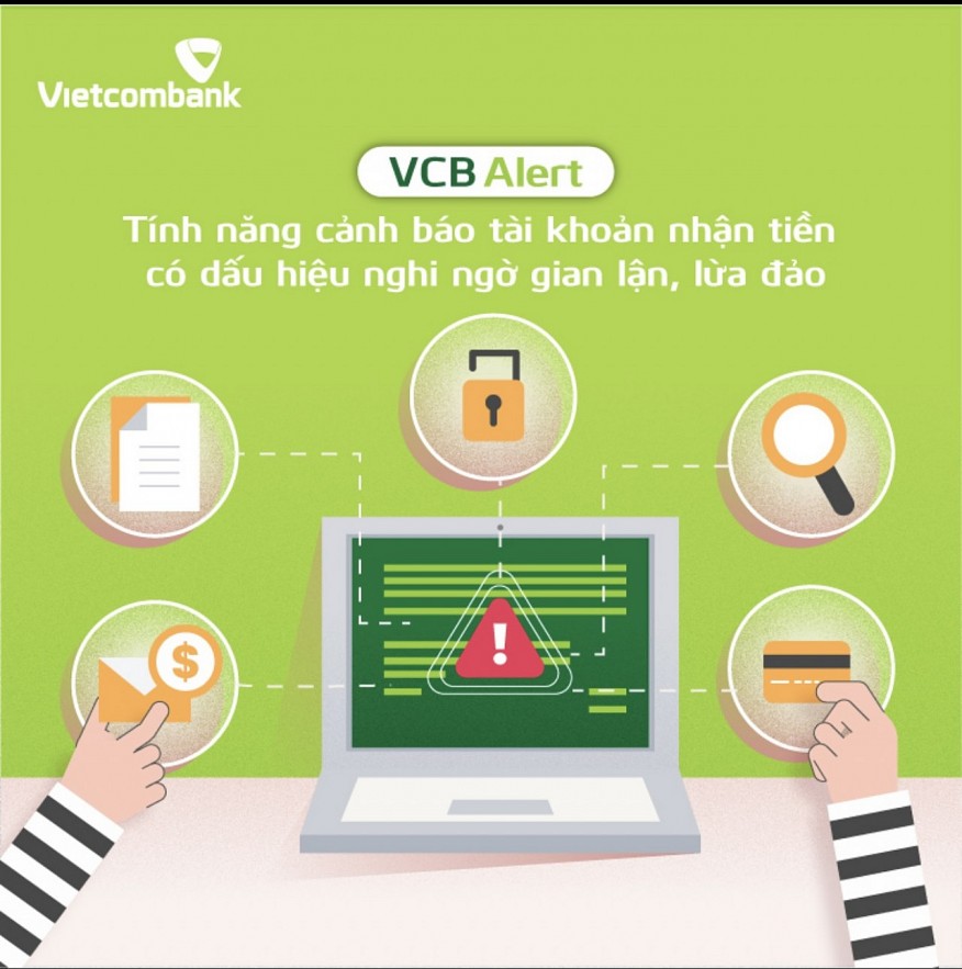 undefined Vietcombank mở rộng tính năng Cảnh báo tài khoản nhận tiền có dấu hiệu nghi ngờ gian lận, lừa đảo