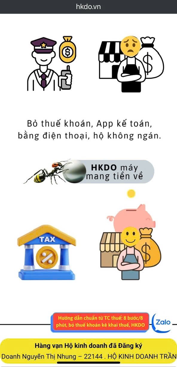 8 bước/8 phút bỏ thuế khoán: Cần ứng dụng HKDO dễ kê khai, dễ kiểm sổ kế toán 8 bước/8 phút bỏ thuế khoán: Cần ứng dụng HKDO dễ kê khai, dễ kiểm sổ kế toán