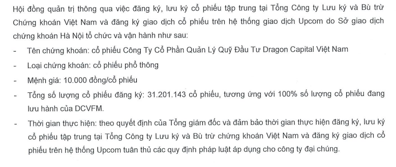 Dragon Capital chuẩn bị đưa hơn 31 triệu cổ phiếu lên sàn UPCoM