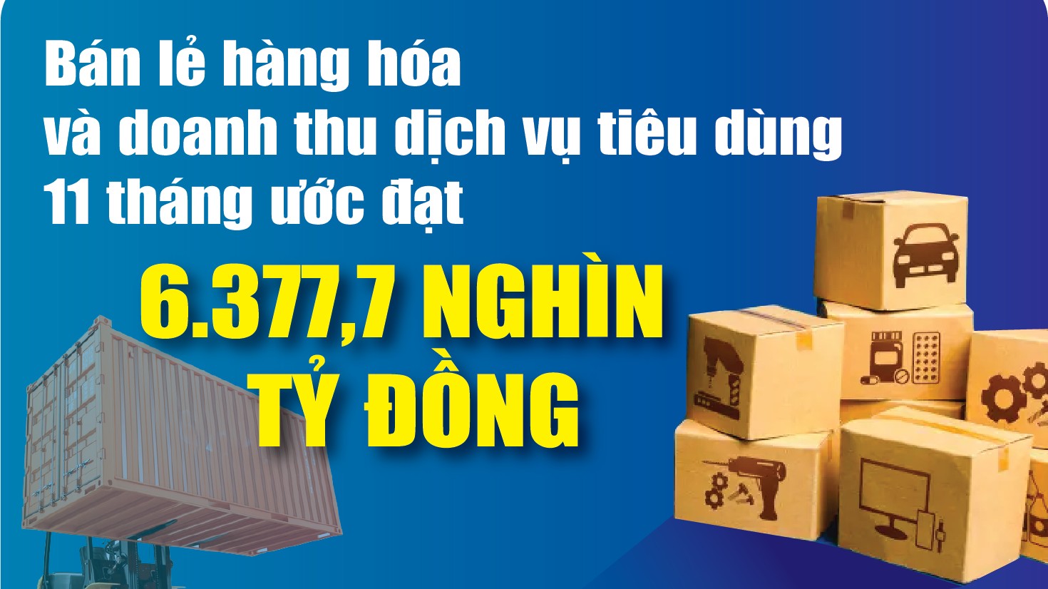 Infographics: Bán lẻ hàng hóa và doanh thu dịch vụ tiêu dùng 11 tháng tăng 9,1%
