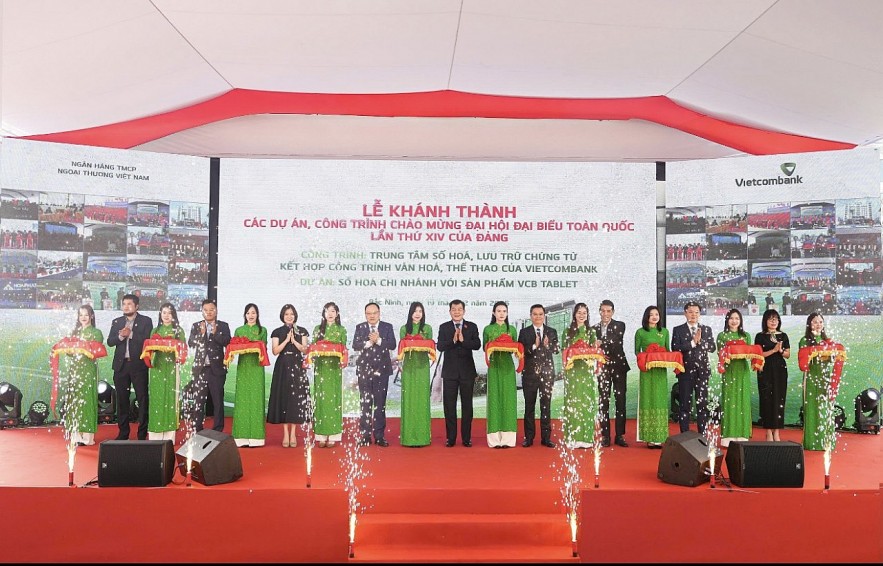 Vietcombank khánh thành 2 công trình, dự án chào mừng Đại hội đại biểu toàn quốc lần thứ XIV của Đảng