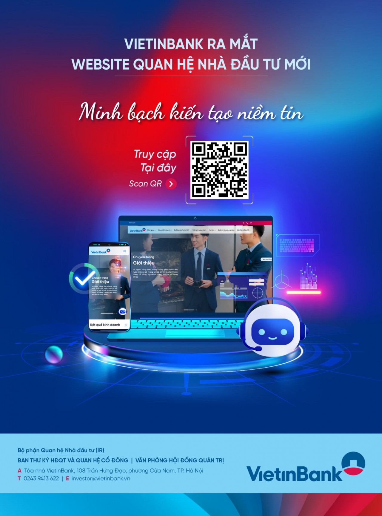 VietinBank ra mắt website Quan hệ Nhà đầu tư mới: Minh bạch kiến tạo niềm tin