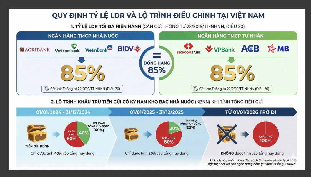 Dự báo thanh khoản ngân hàng chịu sức ép mới khi tiền gửi Kho bạc Nhà nước bị loại khỏi LDR Dự báo thanh khoản ngân hàng chịu sức ép mới khi tiền gửi Kho bạc Nhà nước bị loại khỏi LDR