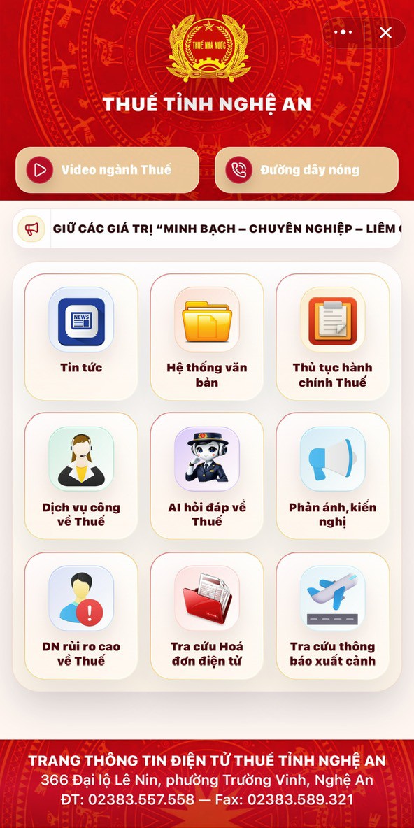 Thuế tỉnh Nghệ An ra mắt ứng dụng Zalo Mini App hỗ trợ người nộp thuế Thuế tỉnh Nghệ An ra mắt ứng dụng Zalo Mini App hỗ trợ người nộp thuế