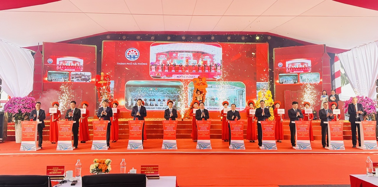 Hải Phòng đồng loạt khởi công 3 khu công nghiệp tổng vốn đầu tư hơn 19.400 tỷ đồng chào mừng Đại hội XIV của Đảng