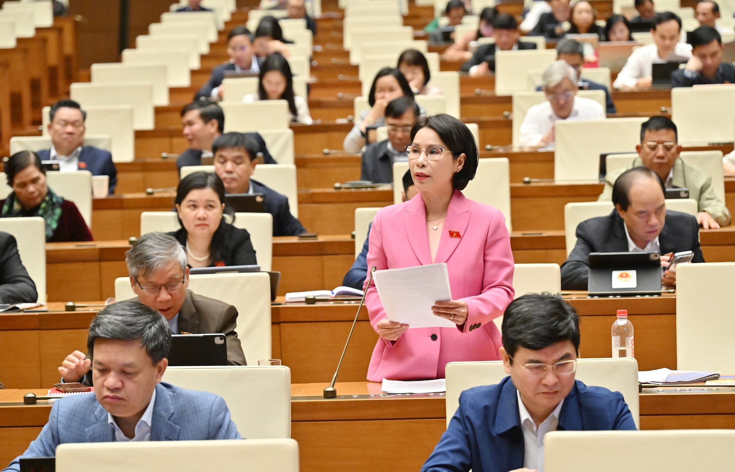 ĐBQH Trần Thị Nhị Hà (Hà Nội) phát biểu thảo luận tại hội trường sáng 2/12