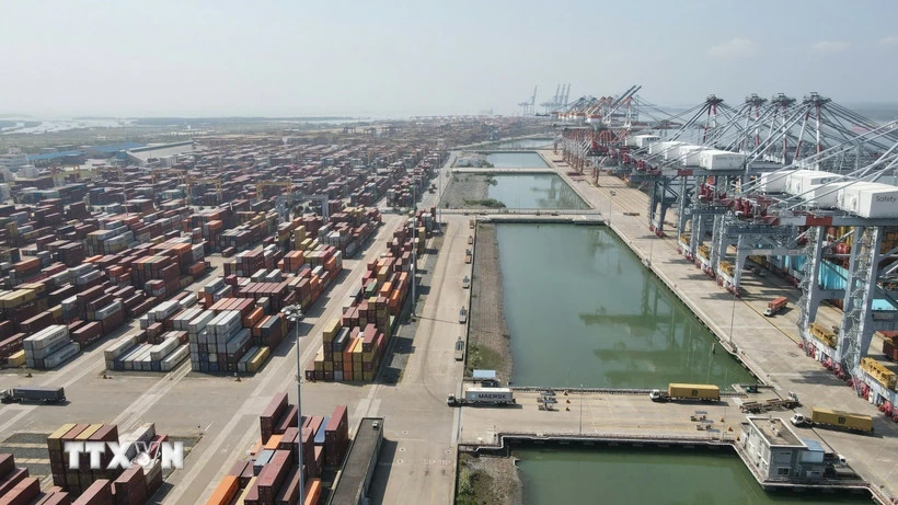 Cảng biển trong hệ thống cảng Cái Mép-Thị Vài, thị xã Phú Mỹ, tỉnh Bà Rịa-Vũng Tàu. (Ảnh: Huỳnh Sơn/TTXVN)