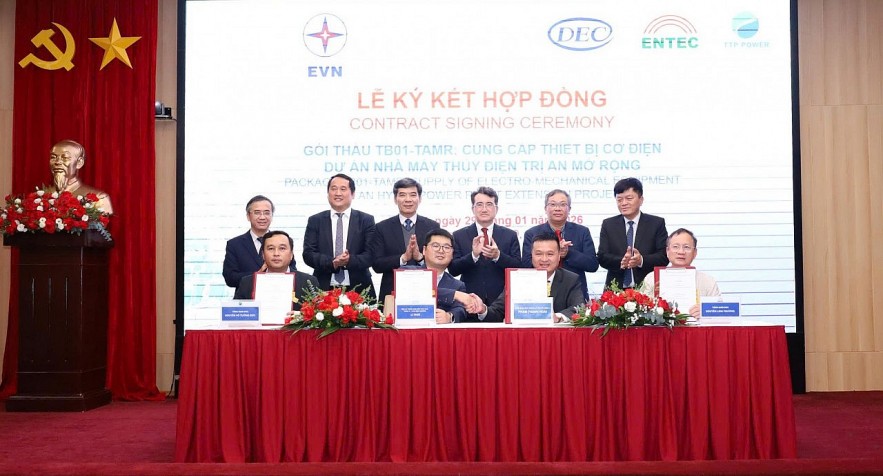 Ký kết hợp đồng cung cấp thiết bị cơ điện Dự án Nhà máy thủy điện Trị An mở rộng