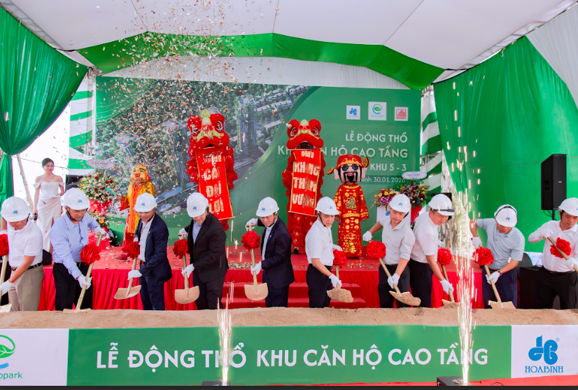 Xây dựng Hòa Bình động thổ khu căn hộ cao tầng Eco Retreat gần 3.000 tỷ đồng