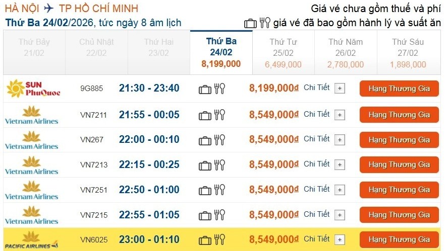 Giá vé máy bay vào TP. Hồ Chí Minh cao ngất ngưởng