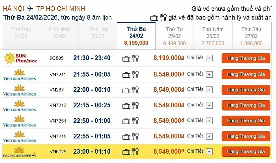 Giá vé máy bay vào TP. Hồ Chí Minh cao ngất ngưởng Giá vé máy bay vào TP. Hồ Chí Minh cao ngất ngưởng