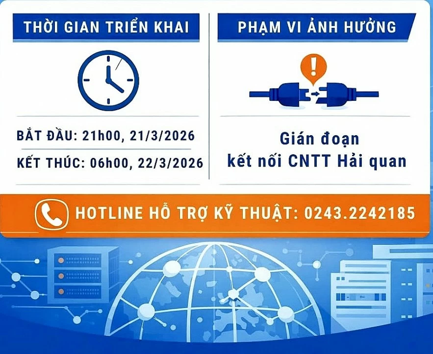 Doanh nghiệp cần lưu ý lịch bảo trì hệ thống công nghệ thông tin hải quan đêm 21/3