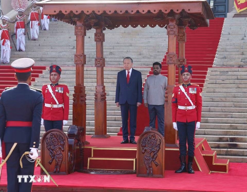 Lễ đón trọng thể Tổng Bí thư, Chủ tịch nước Tô Lâm thăm cấp Nhà nước Sri Lanka
