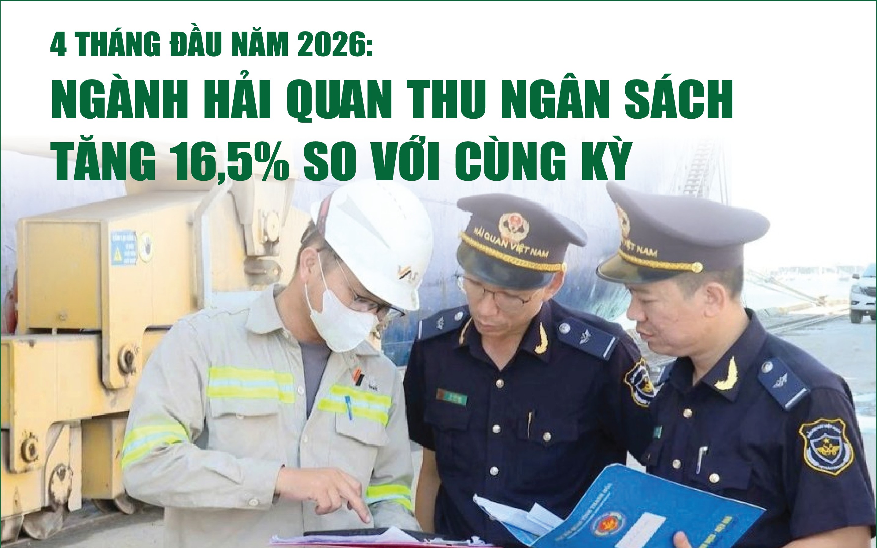 Infographics: Ngành Hải quan thu ngân sách 4 tháng đạt 166.301 tỷ đồng