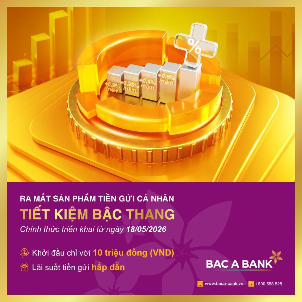 BAC A BANK ra mắt tiết kiệm bậc thang: Từ “ Giữ tiền an toàn” đến tối ưu dòng tiền nhàn rỗi BAC A BANK ra mắt tiết kiệm bậc thang: Từ “ Giữ tiền an toàn” đến tối ưu dòng tiền nhàn rỗi
