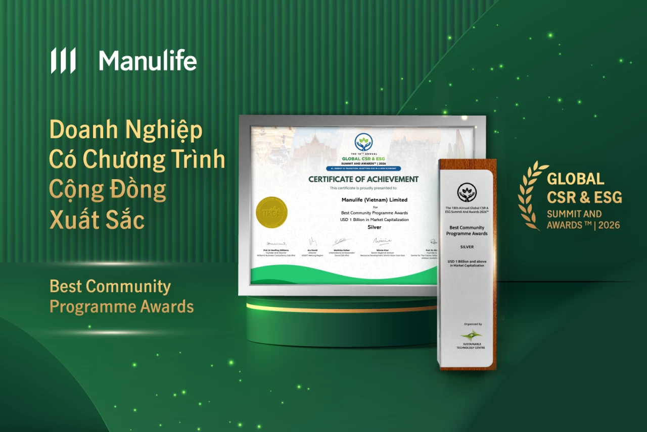 Manulife Việt Nam nhận giải thưởng quốc tế về hoạt động cộng đồng