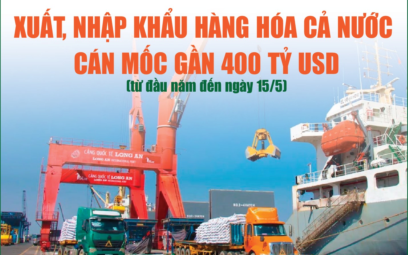 Infographics: Tổng kim ngạch xuất, nhập khẩu hàng hóa cả nước đạt gần 400 tỷ USD
