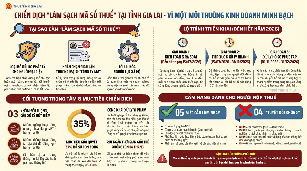 infographic thông tin chiến dịch làm sạch mã số thuế