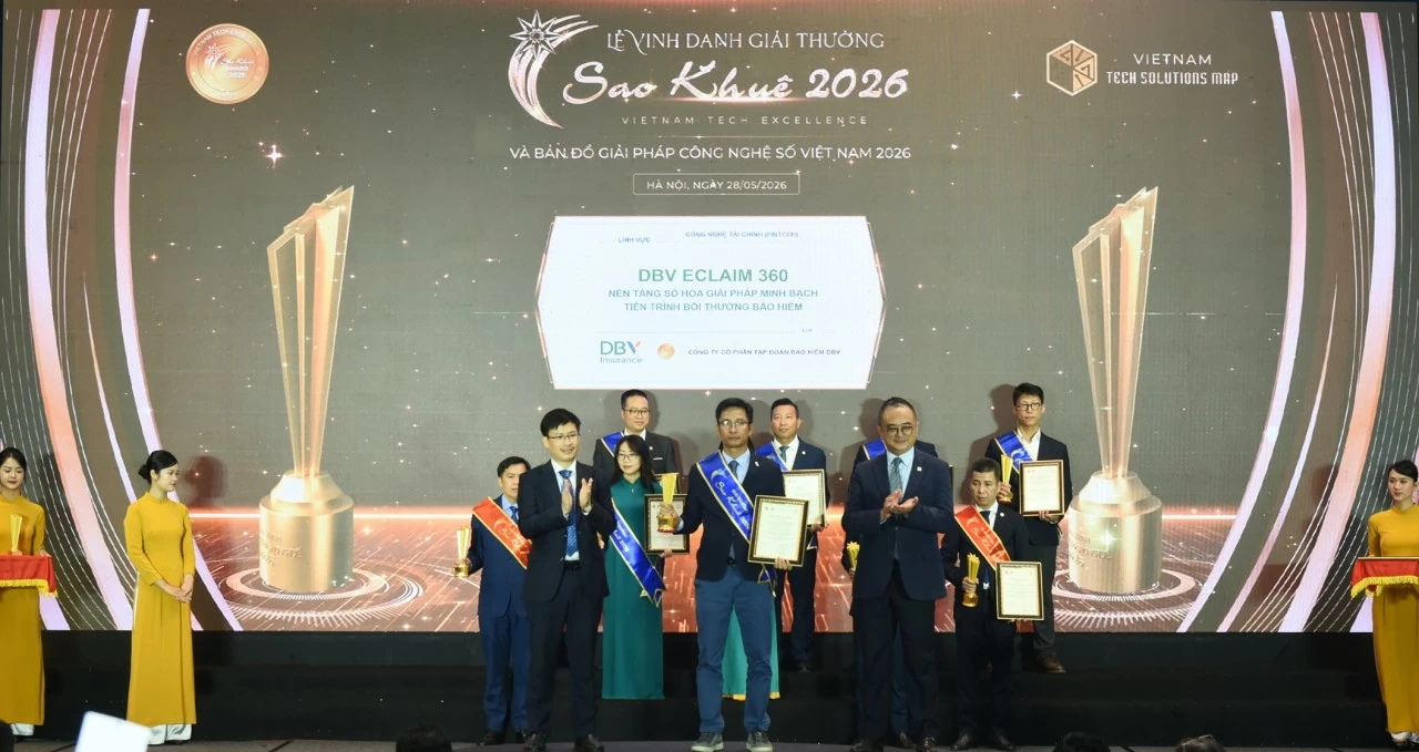 DBV nhận Giải thưởng Sao Khuê 2026 với giải pháp số hóa bồi thường bảo hiểm DBV eClaim 360