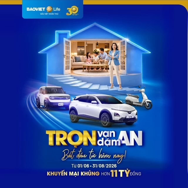 “Trọn Vạn Dặm An” - chương trình tri ân lớn nhất năm của Bảo Việt Nhân thọ với cơ hội trúng ô tô VinFast hấp dẫn “Trọn Vạn Dặm An” - chương trình tri ân lớn nhất năm của Bảo Việt Nhân thọ với cơ hội trúng ô tô VinFast hấp dẫn