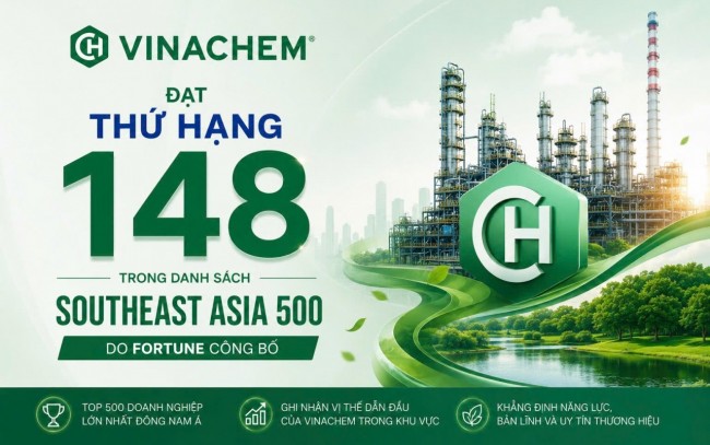 Vinachem được vinh danh trong bảng xếp hạng 500 doanh nghiệp hàng đầu Đông Nam Á năm 2026