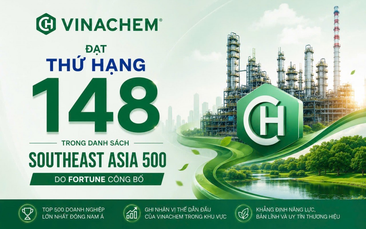 Vinachem được vinh danh trong bảng xếp hạng 500 doanh nghiệp hàng đầu Đông Nam Á năm 2026