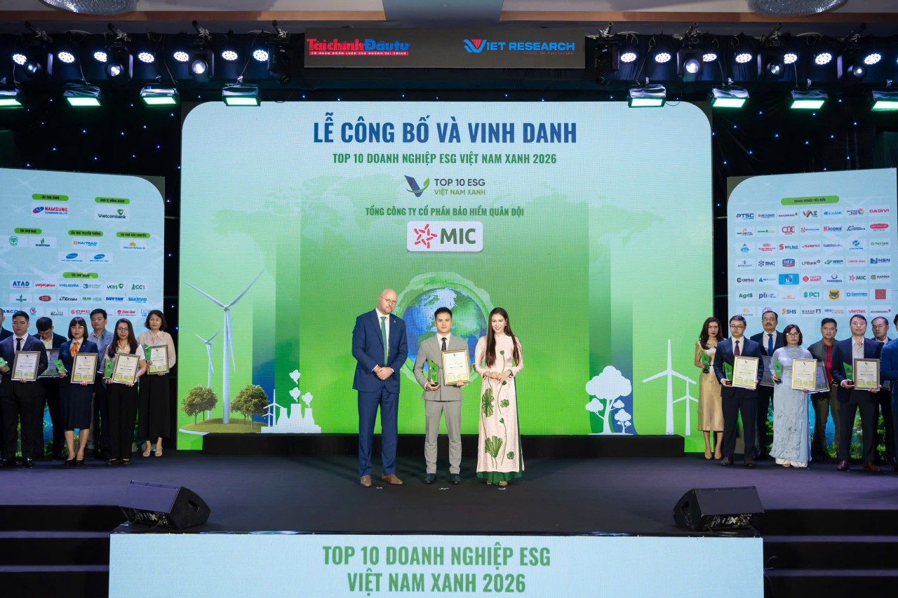 Bảo hiểm Quân đội được vinh danh Top 10 Doanh nghiệp ESG Việt Nam Xanh 2026 ngành Bảo hiểm