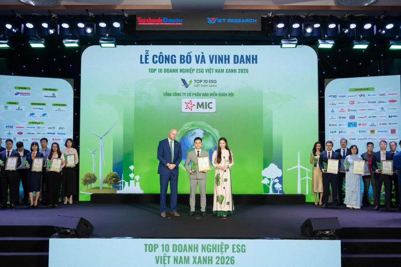 Bảo hiểm Quân đội được vinh danh Top 10 Doanh nghiệp ESG Việt Nam Xanh 2026 ngành Bảo hiểm Bảo hiểm Quân đội được vinh danh Top 10 Doanh nghiệp ESG Việt Nam Xanh 2026 ngành Bảo hiểm