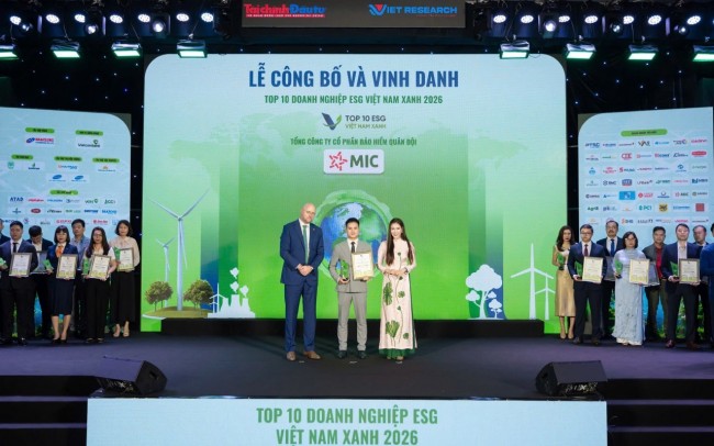 Bảo hiểm Quân đội được vinh danh Top 10 Doanh nghiệp ESG Việt Nam Xanh 2026 ngành Bảo hiểm