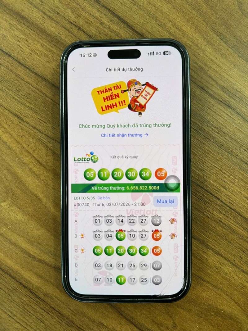 Lần đầu mua vé số trên Vietlott SMS, người phụ nữ tại Hưng Yên trúng giải độc đắc xổ số quay nhanh Lotto 5/35 hơn 6,6 tỷ đồng Lần đầu mua vé số trên Vietlott SMS, người phụ nữ tại Hưng Yên trúng giải độc đắc xổ số quay nhanh Lotto 5/35 hơn 6,6 tỷ đồng