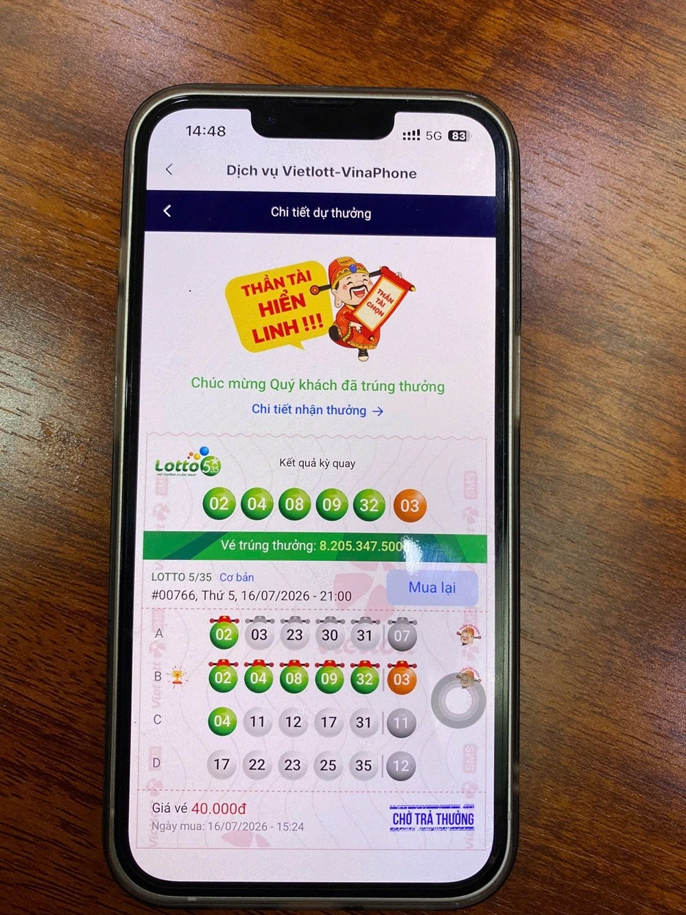 Cựu quân nhân tại Cần Thơ nhận tin trúng độc đắc xổ số quay nhanh Lotto 5/35 hơn 8,2 tỷ đồng khi đang làm vườn Cựu quân nhân tại Cần Thơ nhận tin trúng độc đắc xổ số quay nhanh Lotto 5/35 hơn 8,2 tỷ đồng khi đang làm vườn