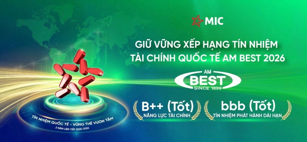 MIC tăng trưởng 33,6% doanh thu phí bảo hiểm gốc, năm thứ hai liên tiếp được AM Best xếp hạng B++