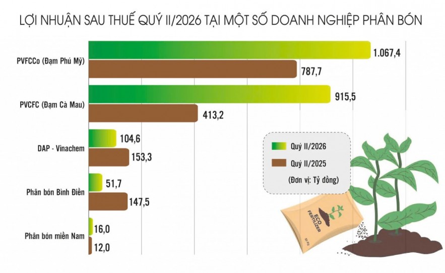 Lợi nhuận ngành phân bón phân hóa, hai “ông lớn” giữ nhịp tăng trưởng